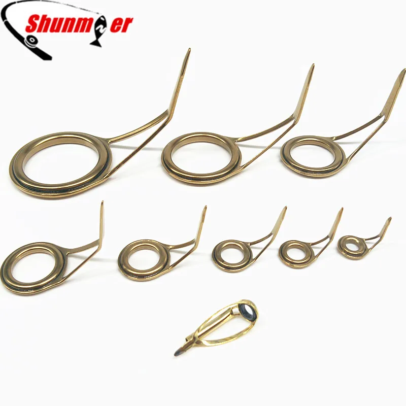 SHUNMIER 9Pcs Golden Metal Guide Rings Fishing Accessories DIY Spinnining Fishing Rod Boat Rod