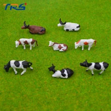 30pcs HO Scale Model Painted Mixed Farm Animals Cows for Model Building Materials