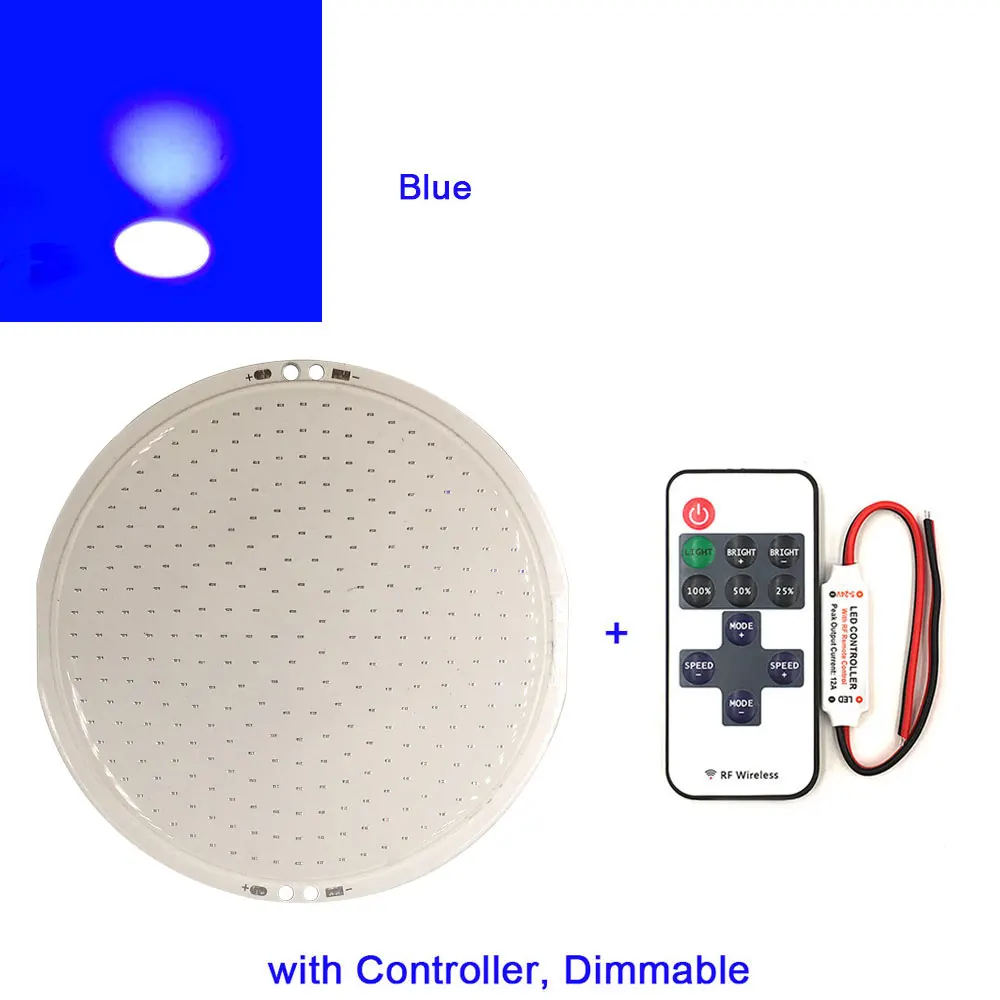 DC12V затемнения круглый COB светодиодный светильник Панель светильники 12V 50W Светодиодный лампа с диммером Синий Теплый Холодный белый Цвет Алюминий плата COB 108 мм - Испускаемый цвет: Blue RC