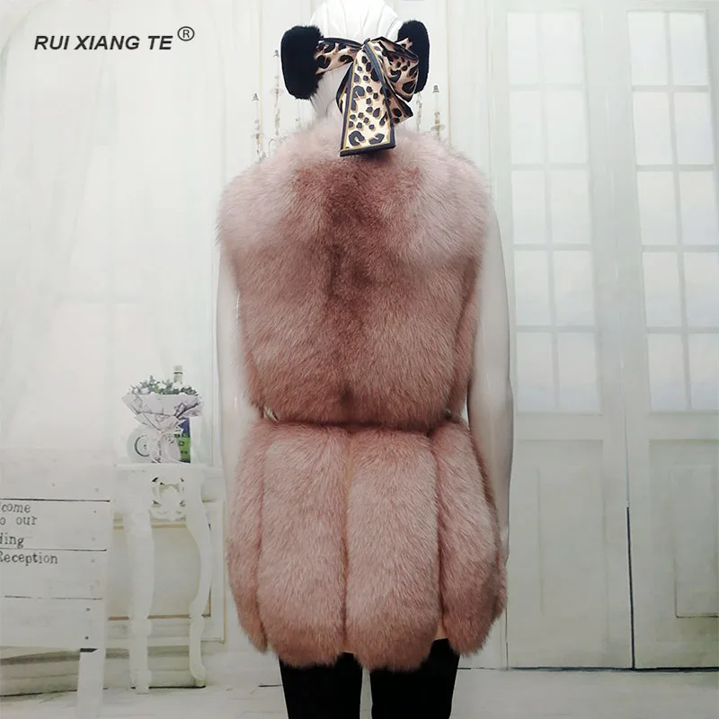 RuiXiangTe WOMEN real fox fur coat winter natural real fox vest fur fox vest jacket with girdle fur vest sleeveless genuine fur