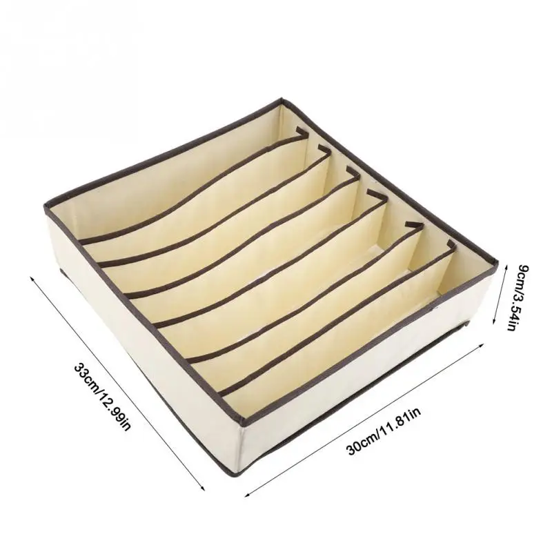 Складная коробка для хранения носков ящики для нижнего белья органайзер ящик бежевый ящик шкаф органайзеры коробки для нижнего белья Носки Органайзер - Цвет: 7 Grids