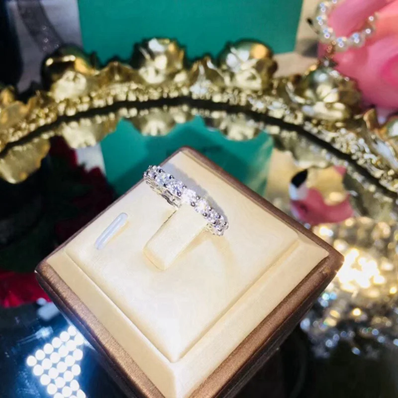 HG 925 пробы Серебряное обручальное кольцо на палец с цирконием, штабелируемое сверло, только для женщин, ювелирные изделия с сердечками и стрелами
