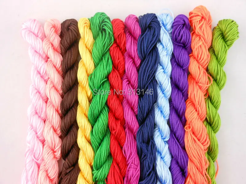 

Wholesale 12PCS Bundles 1.0mm Diameter Braided Shamballa Bracelet Nylon Cord Mix colors Chinese Knot Beads Bracelet Ropes String