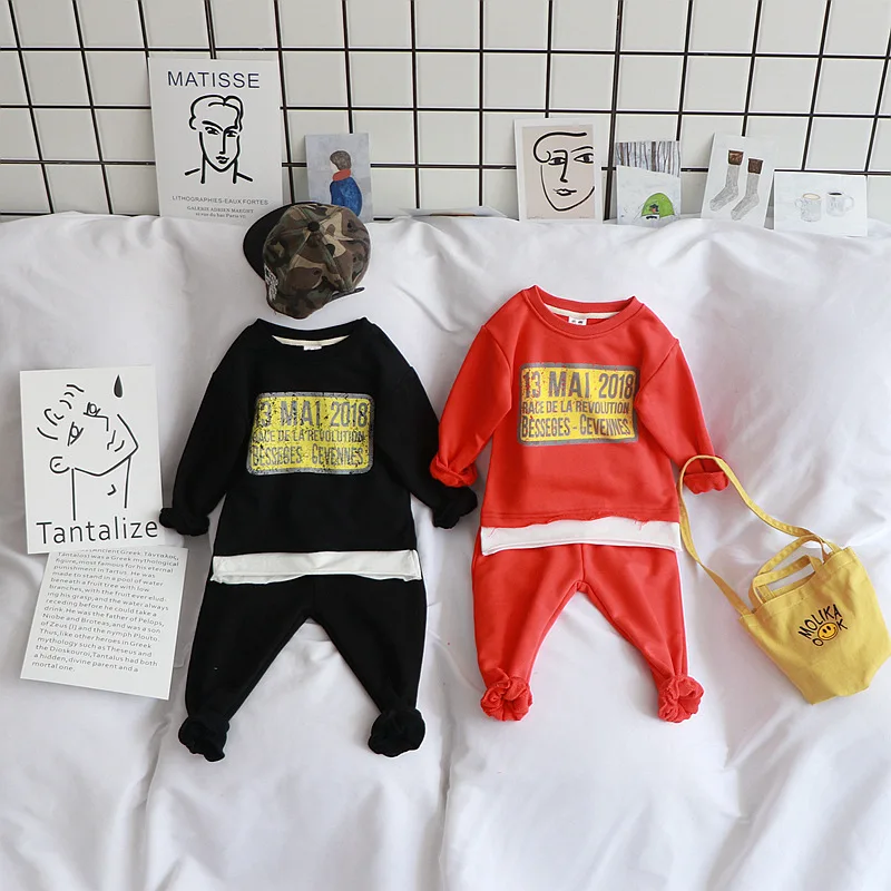 Fashion Baby Sets 2018 Girls Boys 2pcs Sweatshirt+Pants Kids Suits 
