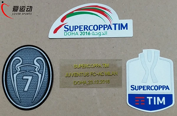 

2016 Milan supercoppa Final game patch 2016 DOHA SUPERCOPPA TIM patch +supercoppa patch +golden game details+7 trophy patch