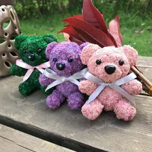 Искусственный пенопластовый вечный медведь с настоящим натуральным свежим мхом, мини консервированный цветок плюшевый мишка для DIY бессмертный цветочный материал