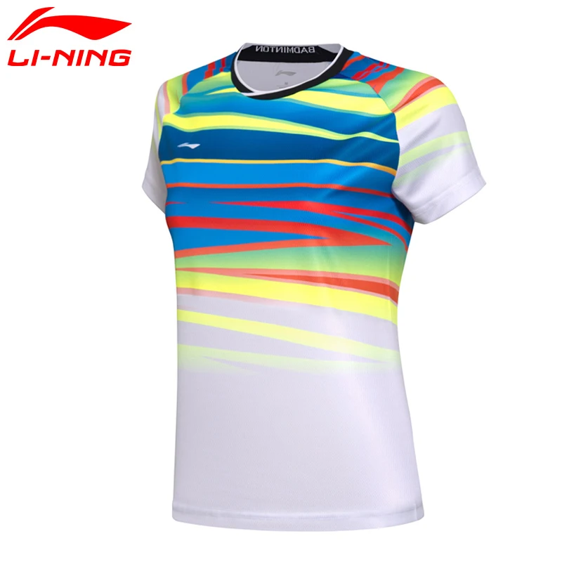 

Li-Ning Women AT DRY Badminton Shirts Breathable Light T-Shirts Competition Top Comfort LiNing Sports Tee AAYM062 WTS1336