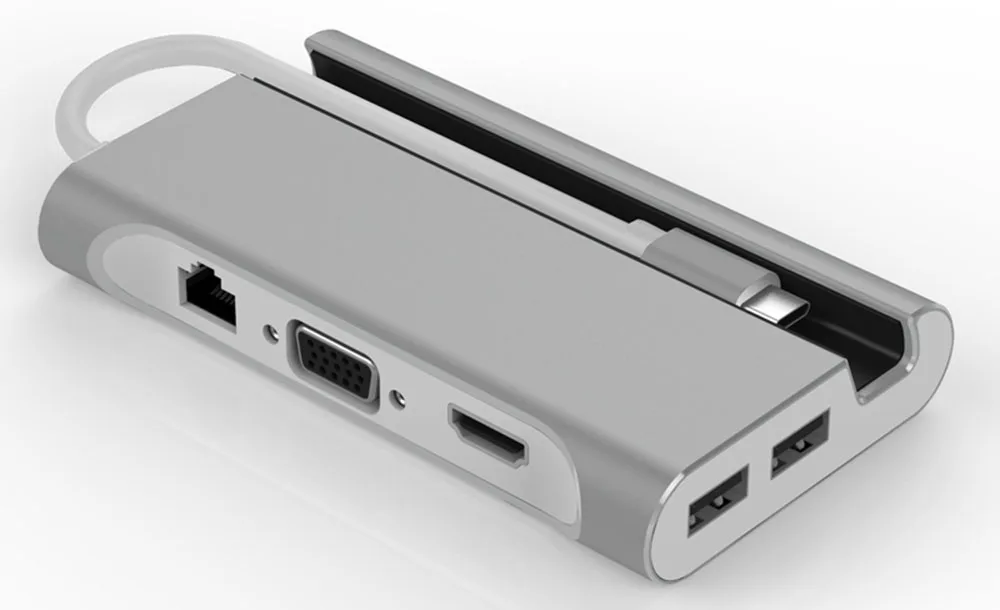 Док-станция для ноутбука USB 3,0 HDMI VGA RJ45 PD USB C Hub Fealushon для ноутбука Macbook Pro hp DELL Surface lenovo samsung