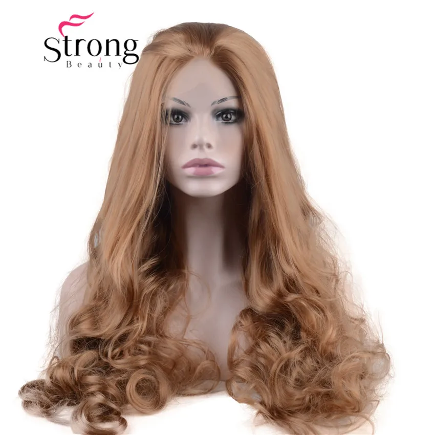 StrongBeauty длинные волнистые синтетические волосы на кружеве, парики для женщин, цвет на выбор - Цвет: MX03