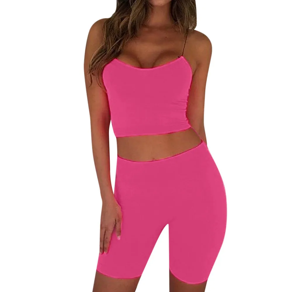 2019 women's wrapped chest yoga shorts fluorescent color yoga set sexy yoga shorts gym fitness high waist Yoga suit 40J1 (2)