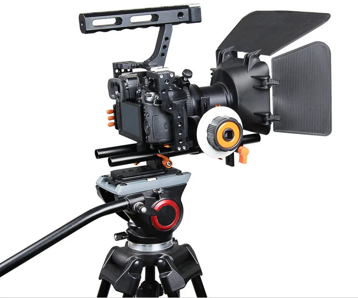 DSLR Rig Video Stabilizer Shoulder Mount Rig+Matte Box+Follow Focus+ Cage for Sony A7 II A7r A7s