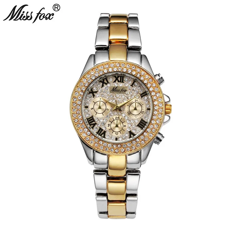 MISSFOX Women Watches Classic Roman Numbers Fake Multiple Time Zones