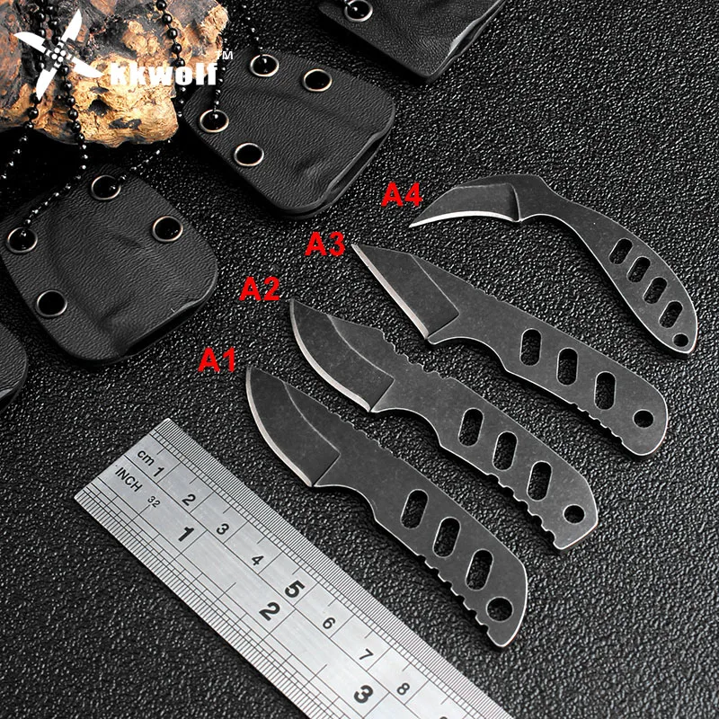 

KKWOLF mini Kerambit Necklace knife claw 440C sharp key chain Pocket Knife outdoor EDC Self-defense Tactical Combat tool cargift