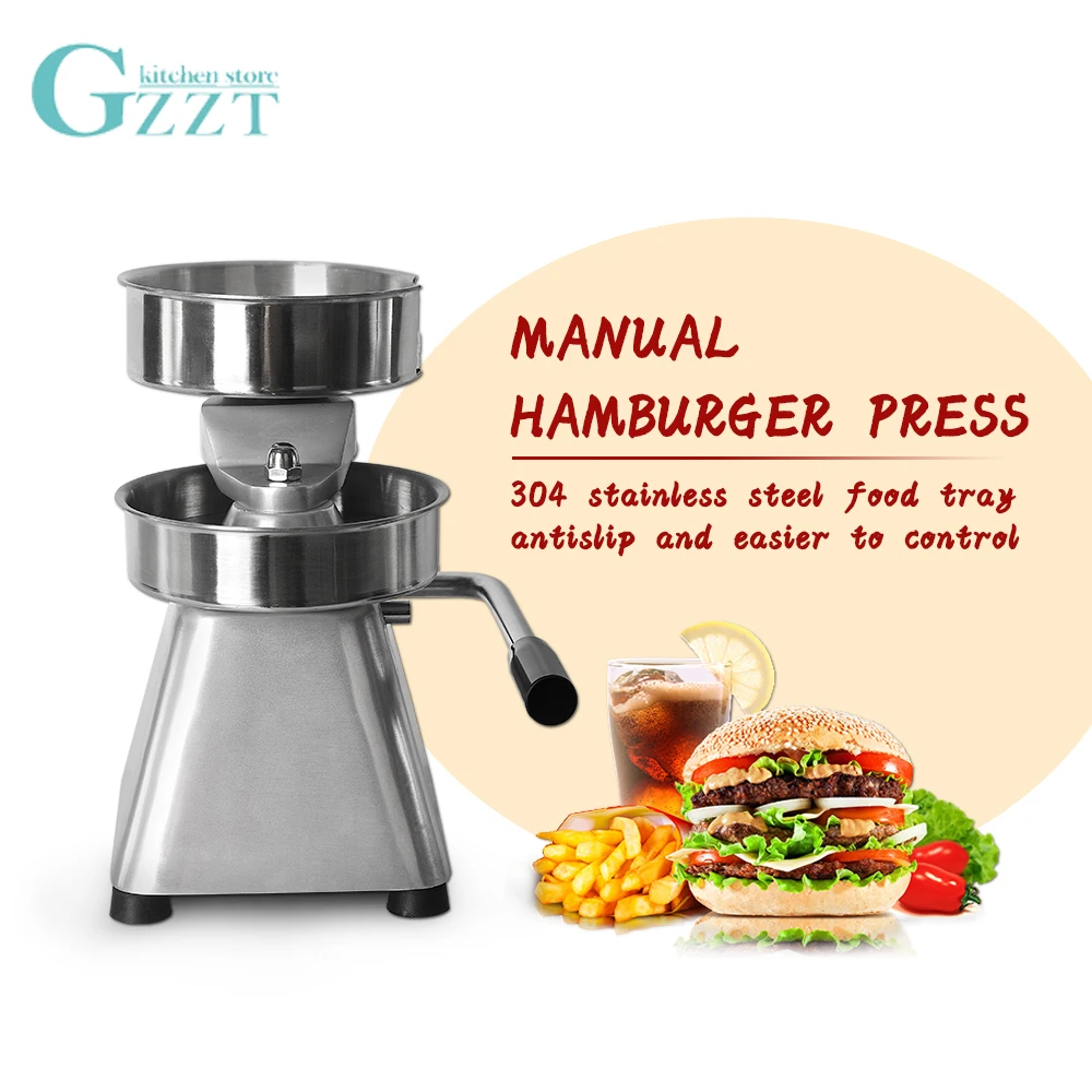 

GZZT Manual Hamburger Press Forming Machine Burger Paper Round Meat Press Food Processors 150mm IT-150 Patty Maker With 500pcs