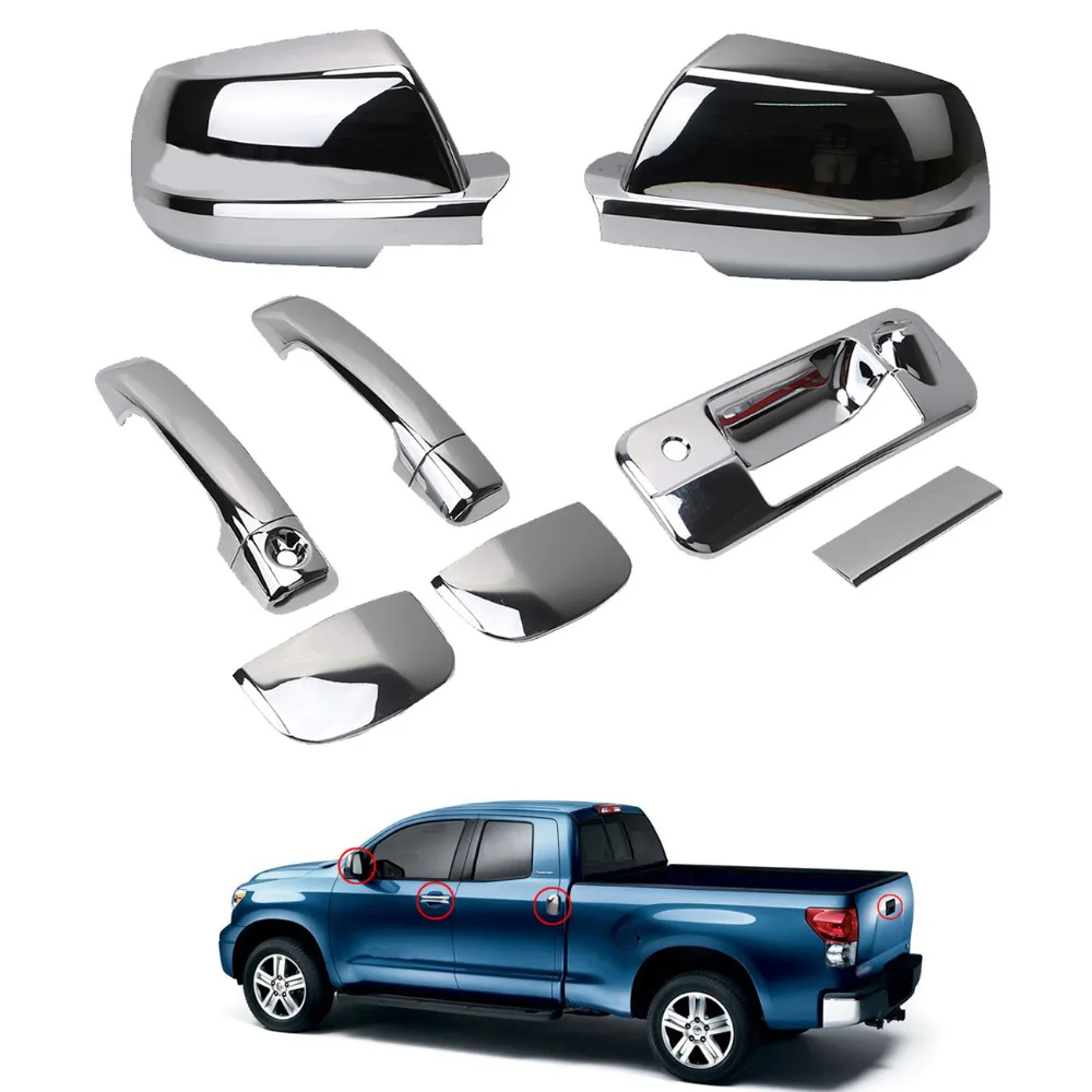 

WISENGEAR Chrome Door Handle + Mirror Cover + Tailgate Cover for Toyota Tundra Double Cab Pickup Car styling 2007-2013 #RC029