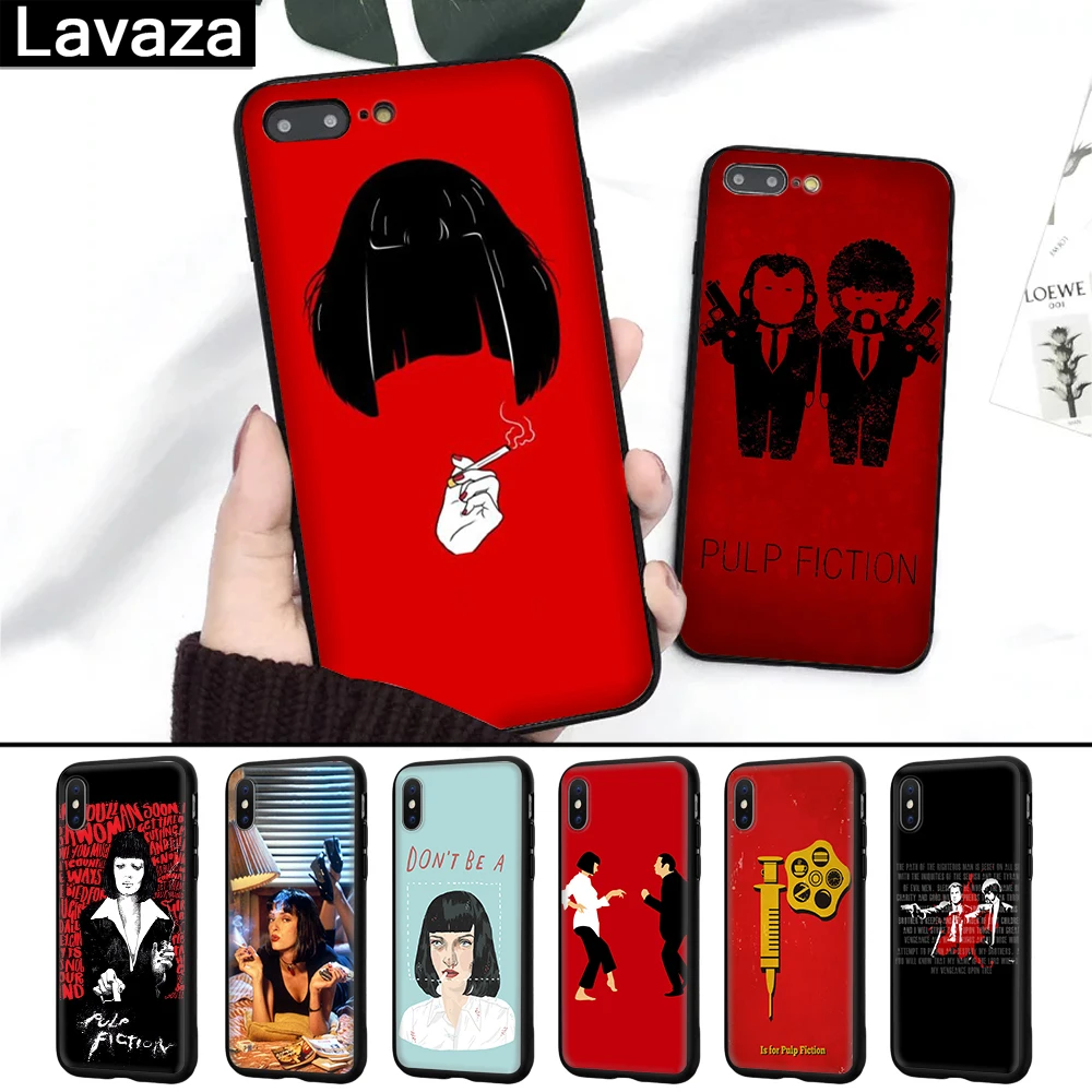 

Lavaza Pulp Fiction smoke gun girl Silicone Case for iPhone 5 5S 6 6S 7 8 Plus X XR XS Max