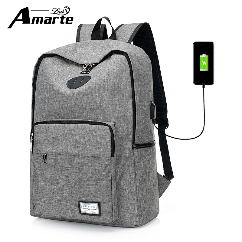 

Amarte Men Backpacks Big Capacity Women Waterproof USB External Laptop Backpack for Male Female Travel Backpack Women School Bag