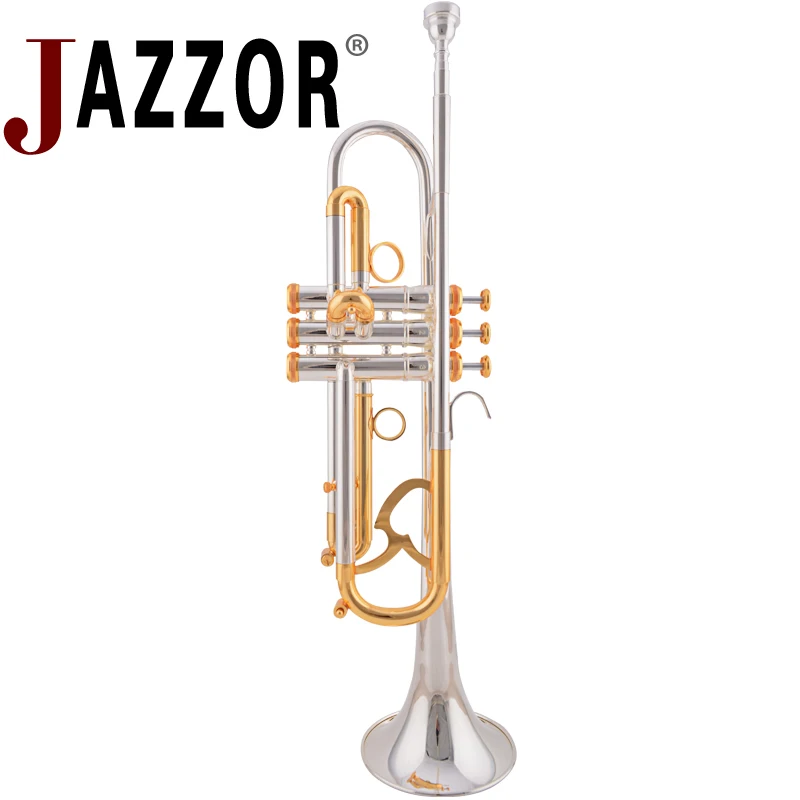 JAZZOR JZTR-800 профессиональная труба B плоская Золотая и Посеребренная труба латунные духовые инструменты с футляром и мундштуком