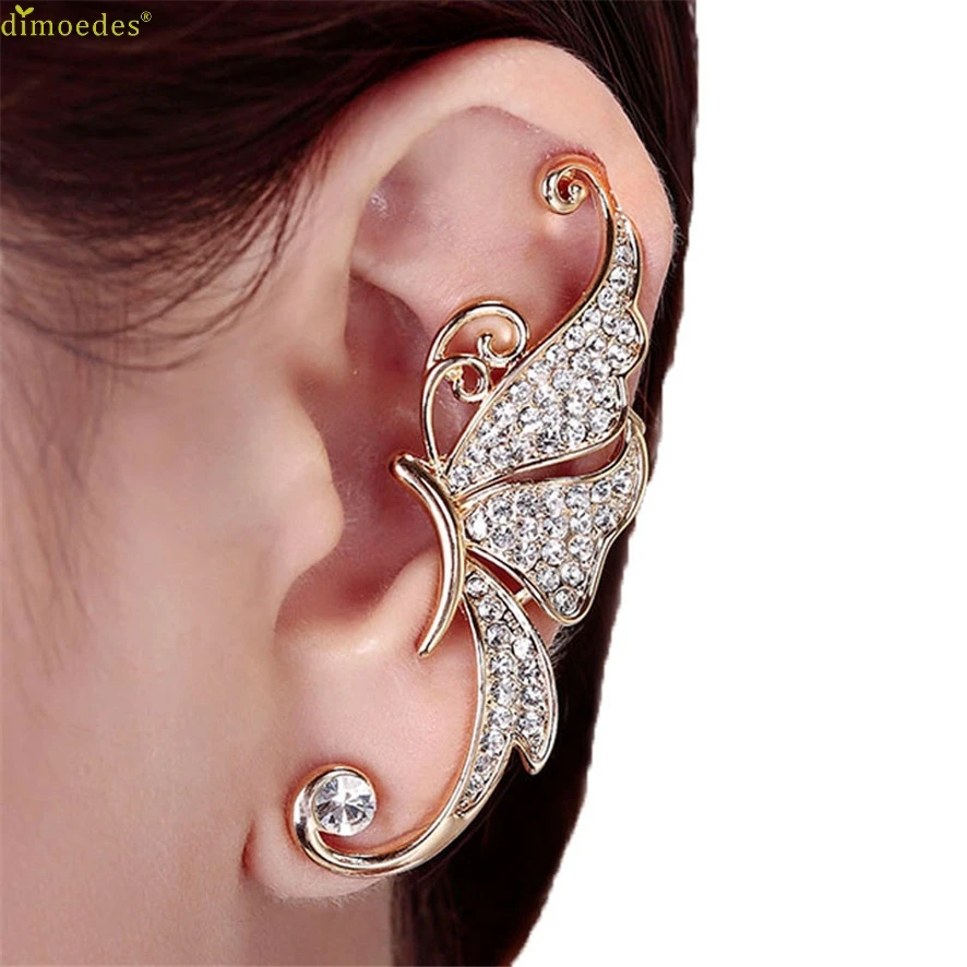

HOT Brand 2018 Women's Cute Crystal Butterfly Wings Ear Clip Clamp Earring Fashion Jewelry 102510