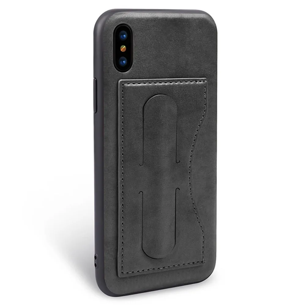 

SOONHUA Soft TPU Leather Case With Megnetic Card Holder Card Bag Foldable Vehicle Bracket Shock Absobtion For iPhone8 8 Plus X