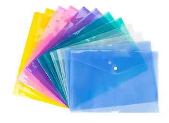 

Transparent Button Folders PP Plastic Archival Bag Multi Colors Waterproof File Pocket Filing Storage Student Stationery SN252
