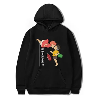 

Black Ponyo On The Cliff Hooded Men Women Sweatshirt fashion Comic Autumn Hoodies Oversized Streetwear Harajuku boys girls Hoody