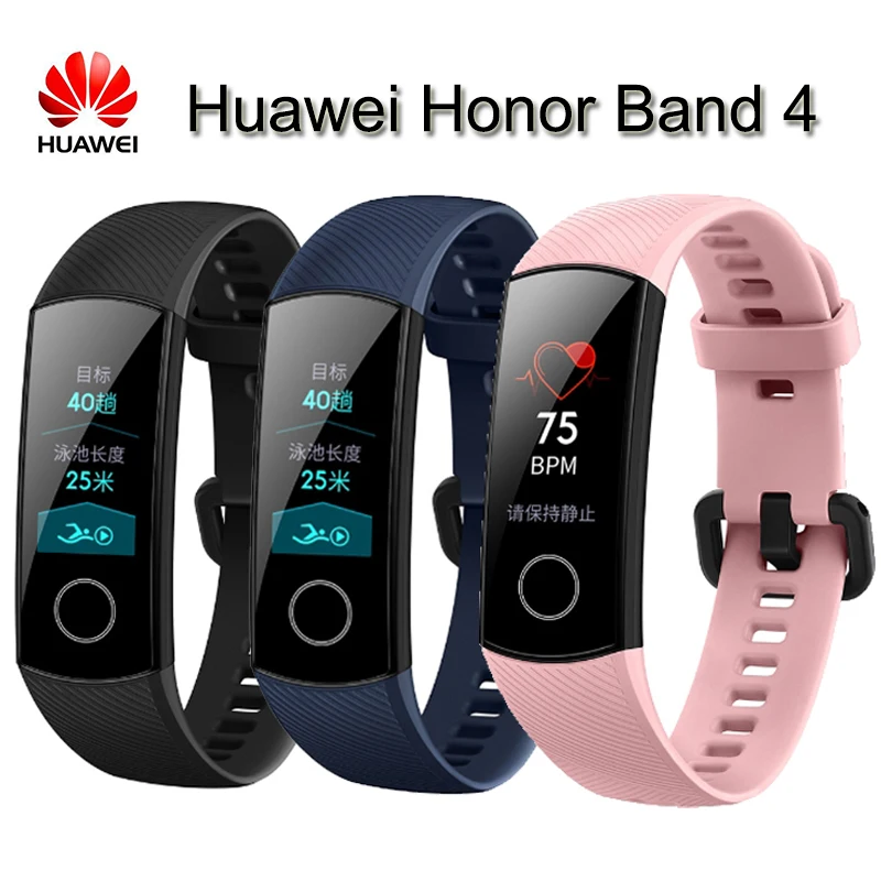 huawei Honor Band 4, фитнес-трекер, 5 АТМ, водонепроницаемые Смарт-часы, Band 4, браслет, умные часы для iPhone 11, 7, 8 Plus