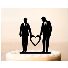 Же секс торт Топпер гомосексуальные свадебный торт Топпер Mr и Mr Топпер с сердцем акрил вечерние украшения торта