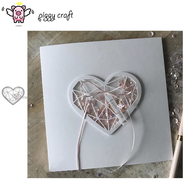 

Piggy Craft metal cutting dies cut die mold Heart-shaped decoration Scrapbook paper craft knife mould blade punch stencils dies