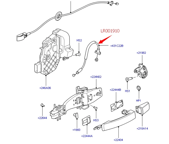 2 шт. кабель для замка задней двери автомобиля для LR freelander 2 2006-автоматический кабель управления открыванием двери поставщик запасных частей LR001910