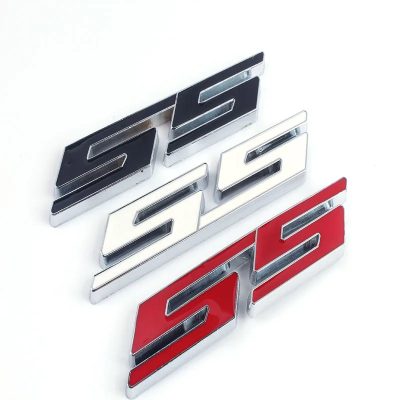10 piece 3D metal car stickers SS letter emblem badges car styling logo decals auto decoration accessories red black white color