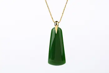 

Xinjiang Hetian yu Water drop pendant male and female spinach Green yu Brand /
