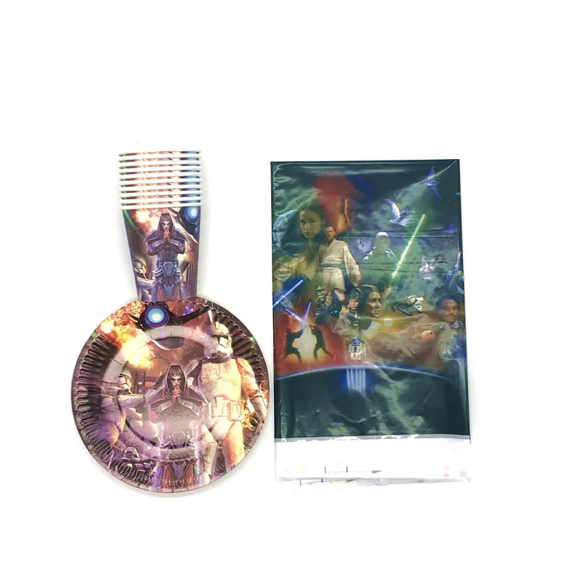 

Star Wars 21pcs/lot Kids Birthday Party Disposable Cartoon Cup Plate Table Cover Decoration Christmas Paper Glass Dish Supply