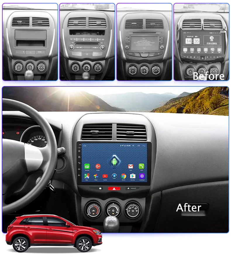 Top 4G Lte All Netcom 10.1 inch Android 8.0 for Mitsubishi ASX (2013-2015) Car DVD GPS Navigation Multimedia System 1
