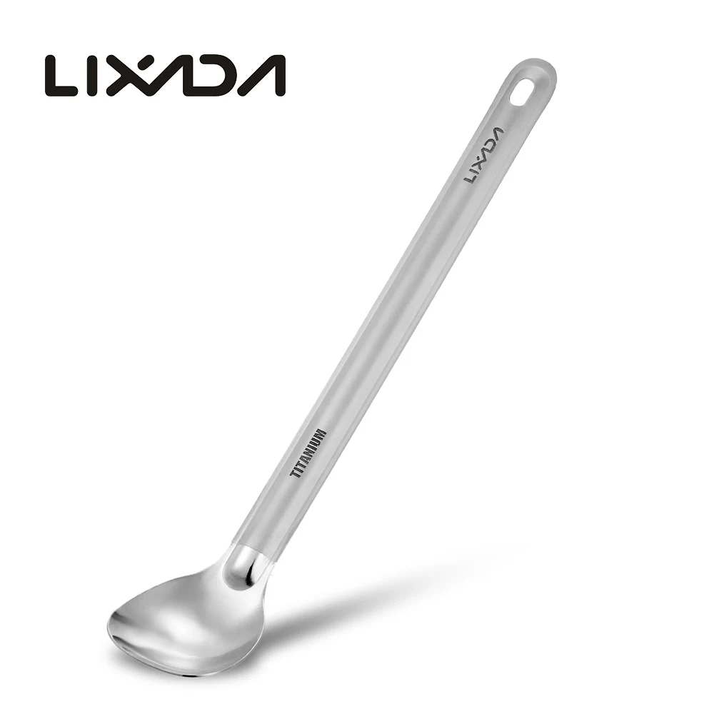 Ложка Lixada Ta8119 титановая с длинной ручкой уличная портативная столовая ложка
