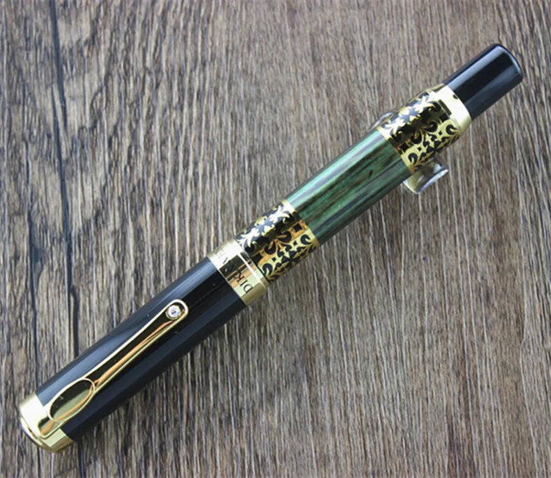 

DIKA WEN 8012 Luxury Gold Ink Pen with Diamond Clip Smooth Metal Fountain Pen Ink Converter Pencil bag ink Refill select