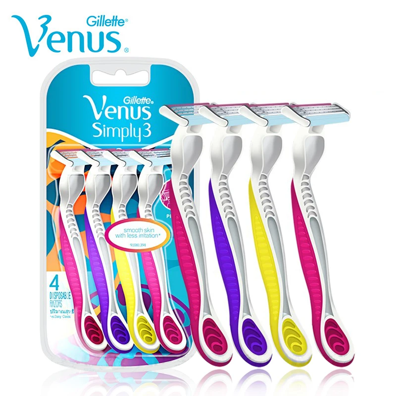 Gillette Venus Simply 3 Straight Razor for Woman Smooth Skin with Less Irritation 3 Layers Blade Pivoting Head Lubricating Strip