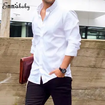 

2019 Thefound New Luxury Men's Stylish Casual Shirt Slim Fit Formal Long Sleeve