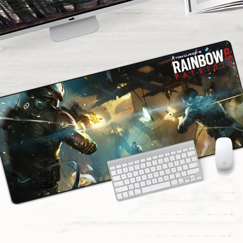 Игровой коврик для мыши Rainbow Six Siege XL, большой резиновый коврик для Геймерской настольной клавиатуры с оверлоком, коврик для мыши, игровые коврики для компьютера, ПК, ноутбука