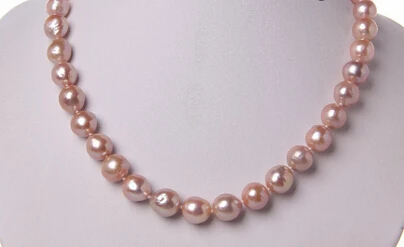 

FREE SHIPPING>>>@@ AS4147 AAA big round pink Edison keshi reborn freshwater pearl necklace