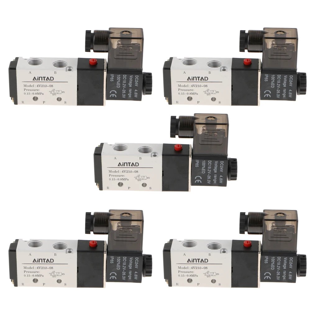 5 шт. 4V210 08 Соленоидный клапан способ 2 положения пневматический 1/4 BSPT 24V| |