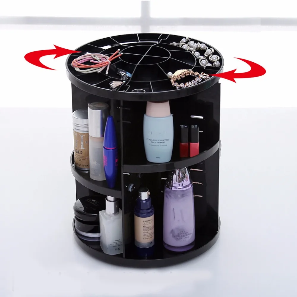 hot sale Fashion 360 degree Rotating Makeup Organizer Box Jewelry