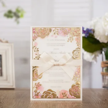 

1PCS Sample WISHMADE Laser Cut Wedding Invitations Cards with Multicolor Flora Design For Marriage Party