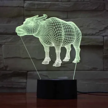 

LED lamp 3D Visual Night Light Color Changing Table Lampen Buffalo Shape new Year Gift Acrylic Crafts Indoor Decorative Lighting