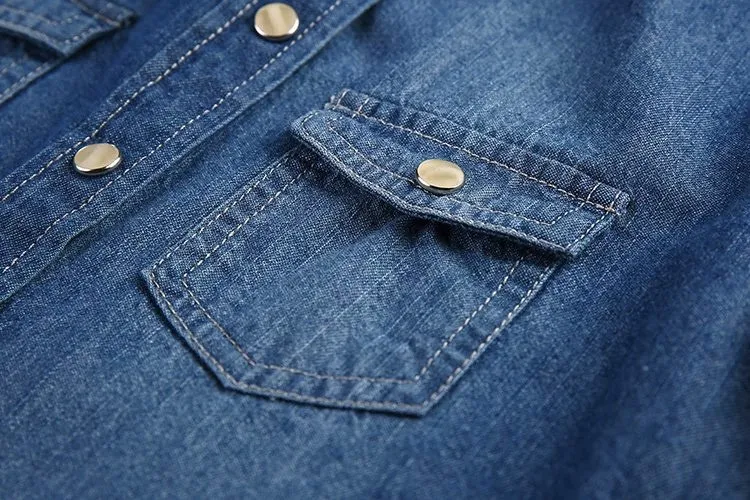 Осенние женские синие джинсовые рубашки с отворотами и пуговицами с длинным рукавом, узкие джинсовые топы с карманами, блузки размера плюс, blusas mujer