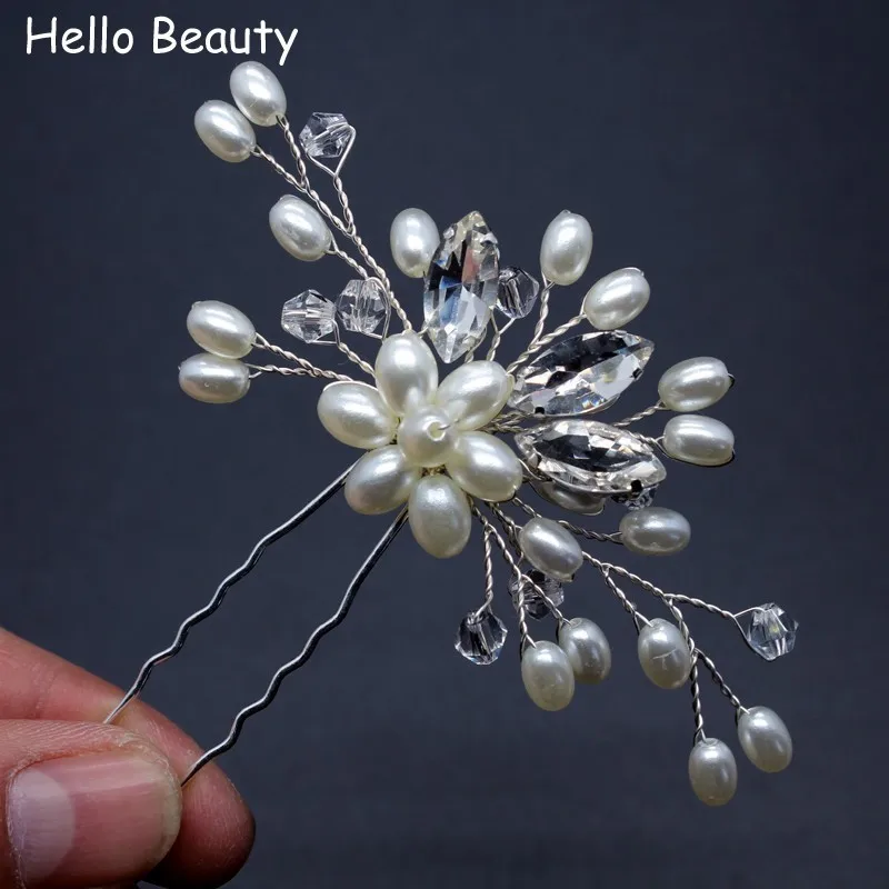 3 Pcs Silver Handmade Pearl Crystal Hair Pin Clips Bead Luxury