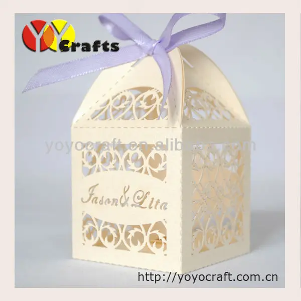 Название Логотип 5*5*8.5 см Малый Свадебный шоколад упаковку лазерная резка свадьбы и подарок коробки с лентой