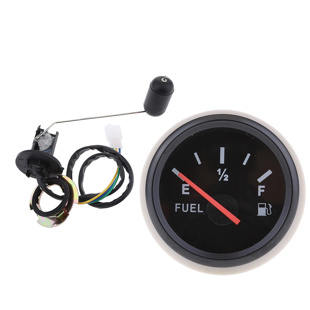 

2" /52mm Car Fuel Level Gauge Meter & Fuel Sensor E-1/2-F Pointer Kit Universal Fit for Boat Marine