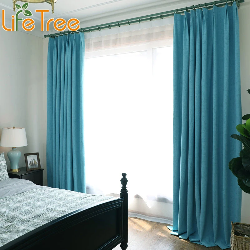 99% Blue Blackout Curtains For Bedroom Living Room Window Drape Custom