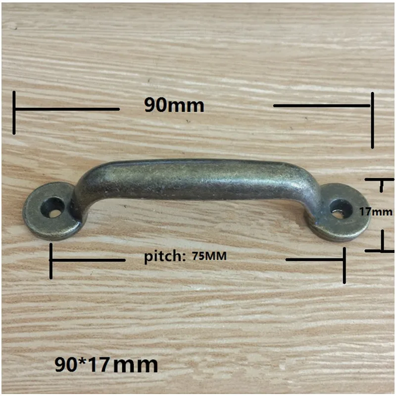 Антикварная ручка ящика из цинкового сплава, винтажная деревянная коробка, шкаф, ручка ящика для хранения, ретро мебельная фурнитура, бронзовый тон, 90*17 мм, 1 шт